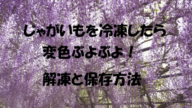 じゃがいもを冷凍したら変色ぶよぶよ 解凍と保存方法 こもれびトレンドニュース